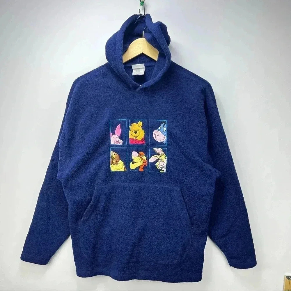 Vintage The Disney Store Winnie The Pooh Navy Hoodie size XL